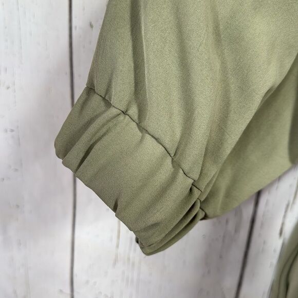 Zara Olive Green Oversized Hoodie Dress with Half Zip Size M Streetwear Edgy - Picture 7 of 16